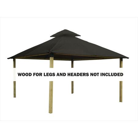 ACACIA 14 sq. ft. Gazebo Roof Framing & Mounting Kit with Storm Grey Outdura Canopy AGOK14- STORM GREY